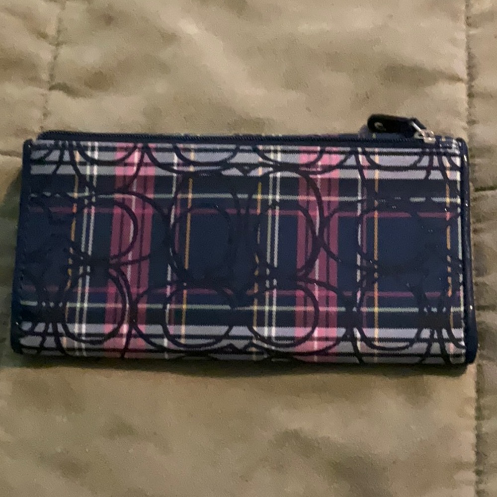 Coach Black and Pink Wallet with Plaid Design - Picture 6 of 8